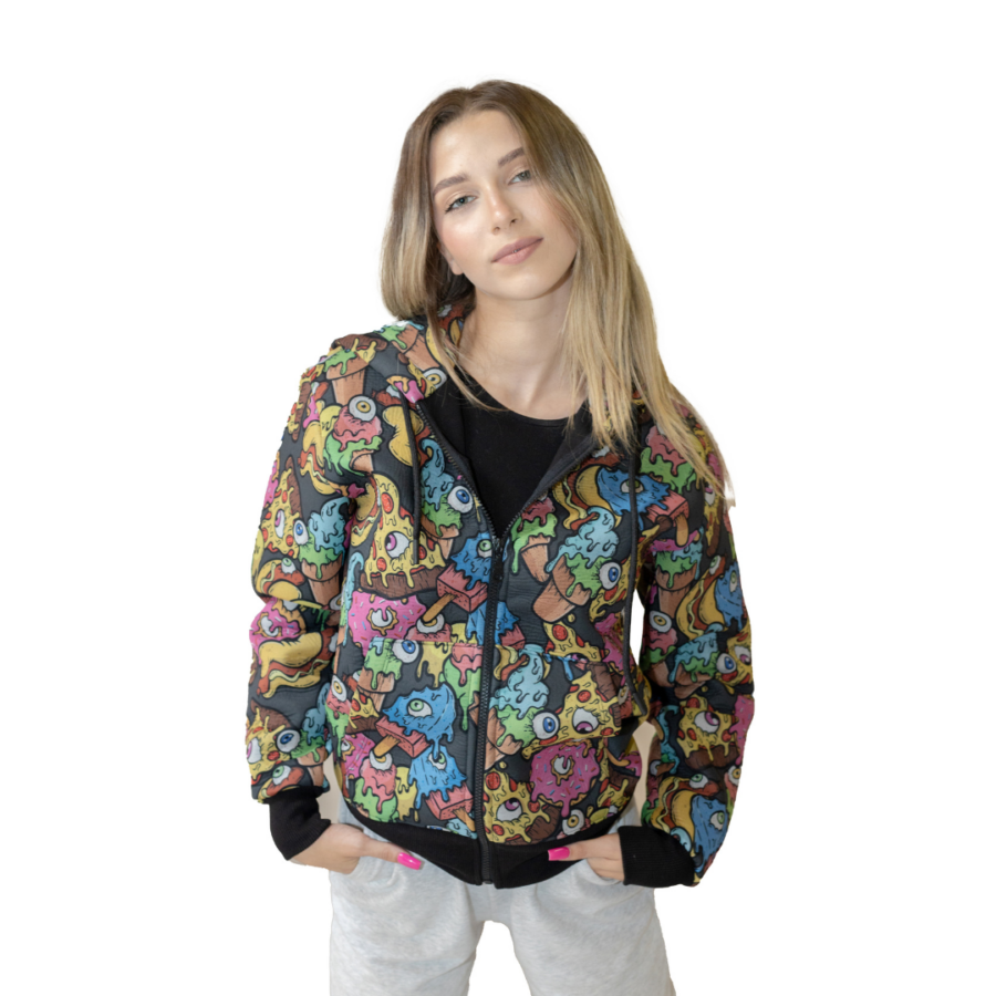 Black food-coloured zip-up hoodie