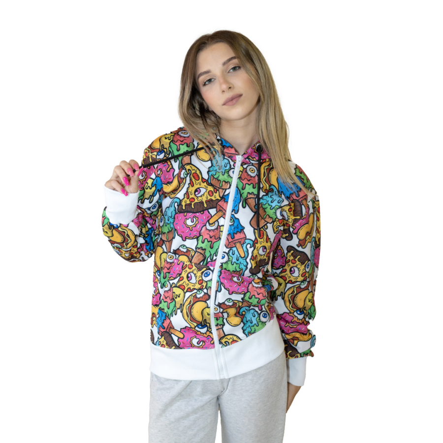 White summer zip-up hoodie