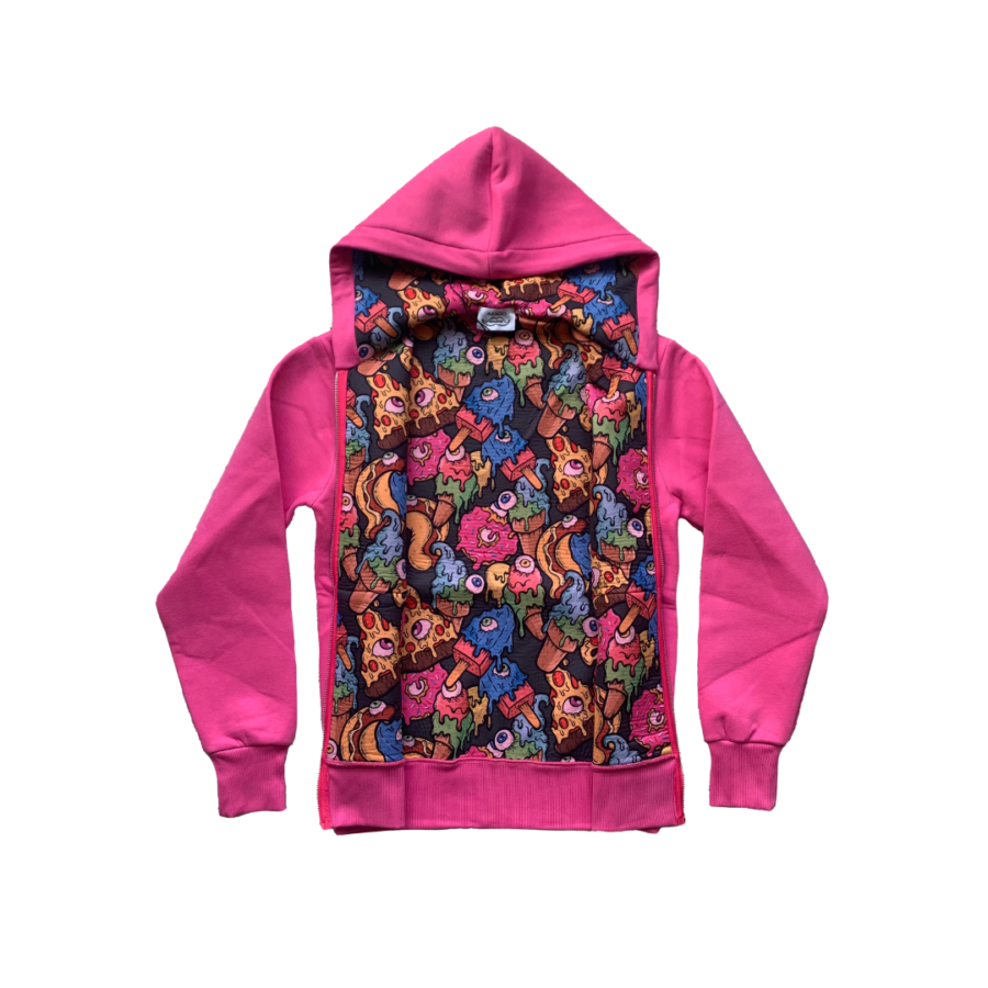 Felpa con zip rosa